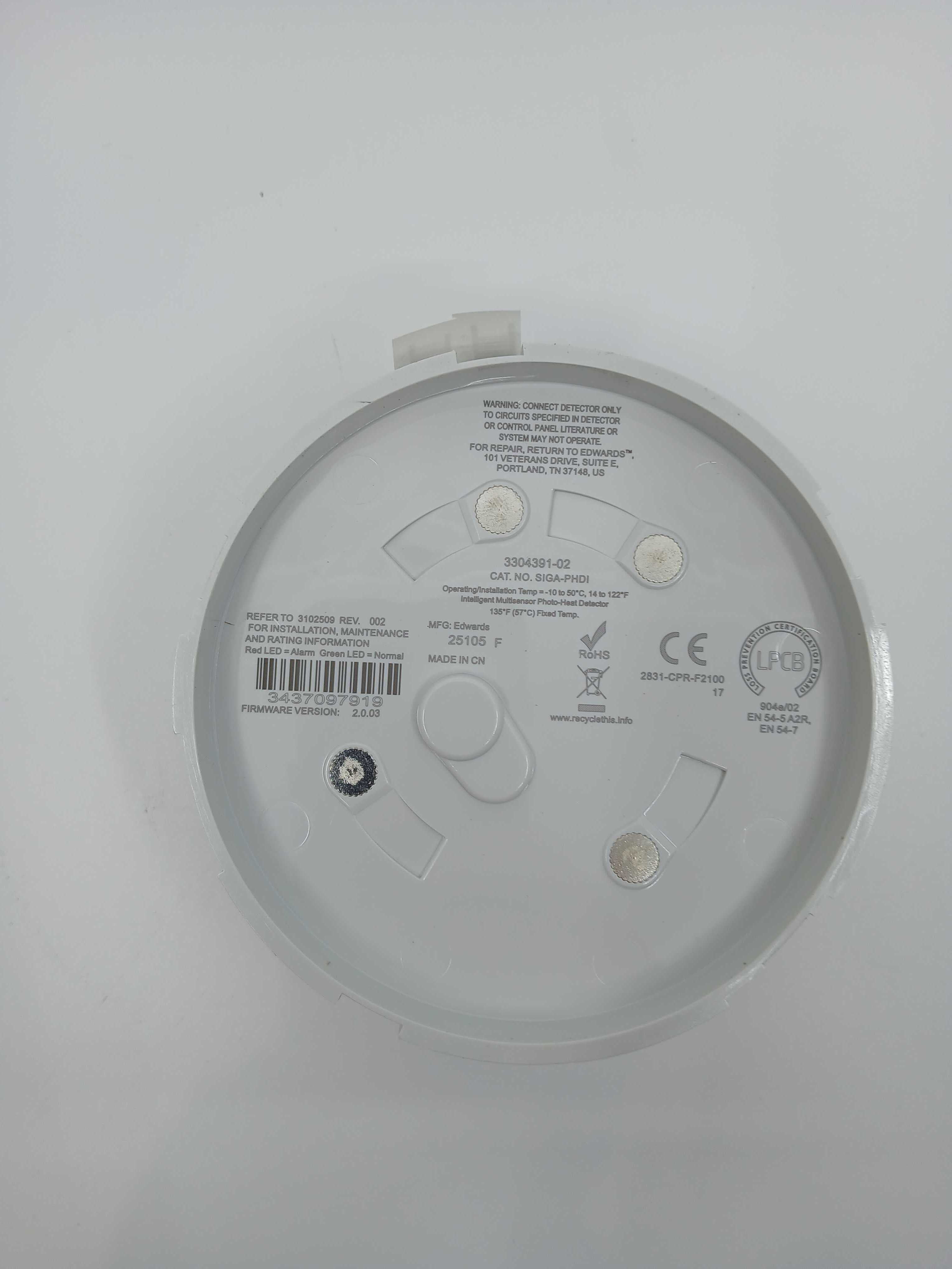 Edwards SIGA-PHDI Intelligent Photo and Heat Detector - EN54 Listed