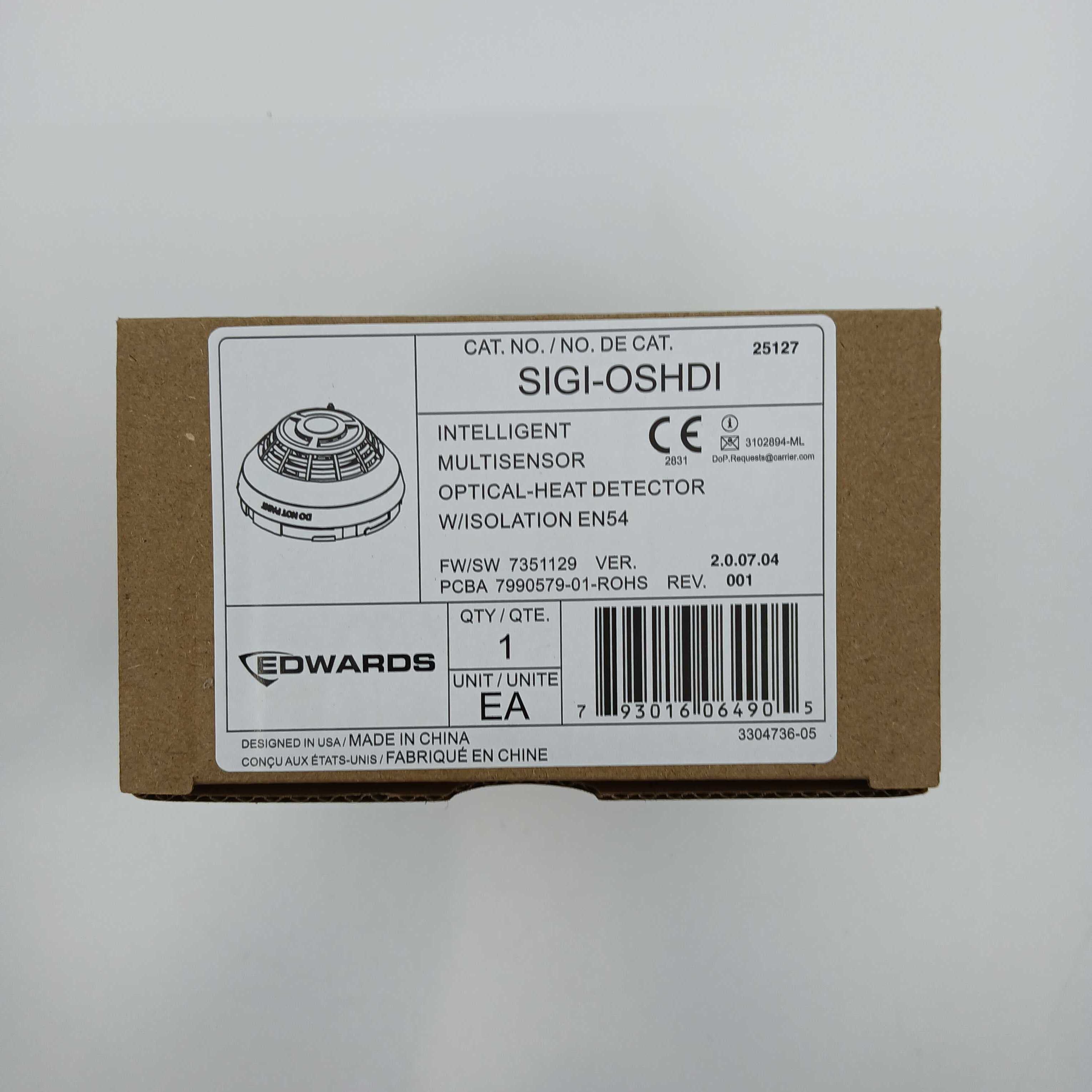 Edwards SIGI-OSHDI Intelligent Multisensor Optical-Heat Detector W/Isolation EN54