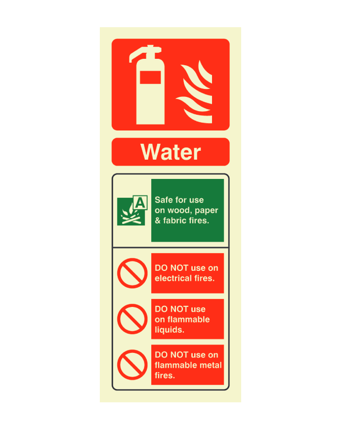 CheckFire 101P Water ID Sign Photoluminescent (Portrait) 75mm x 200mm - JEM Systems UK