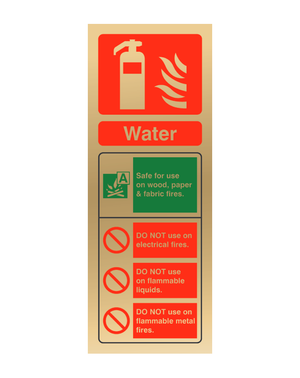 CheckFire 101PG Water ID sign Polished Gold