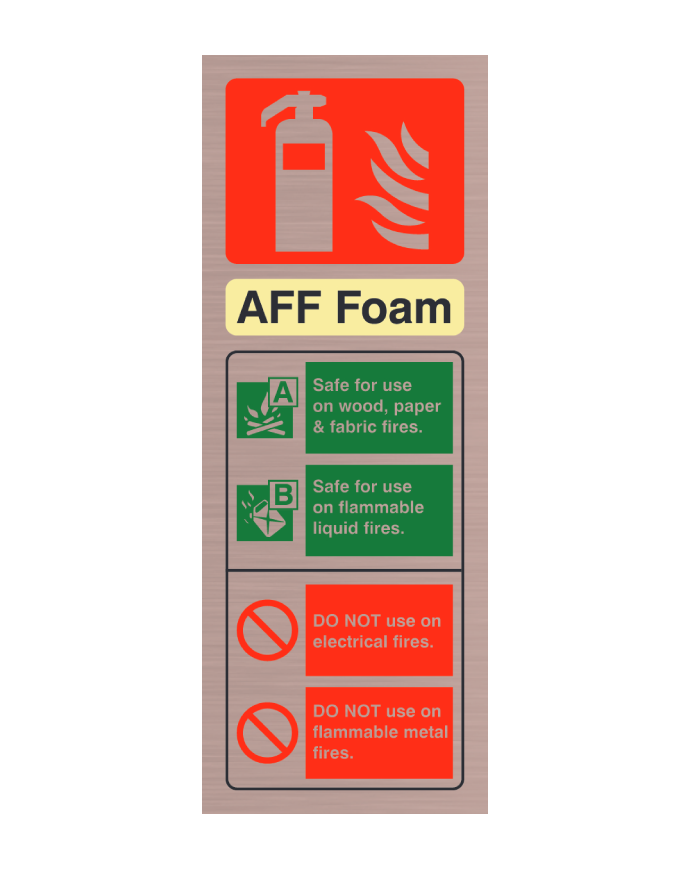 CheckFire 102AC Foam ID sign Antique Copper