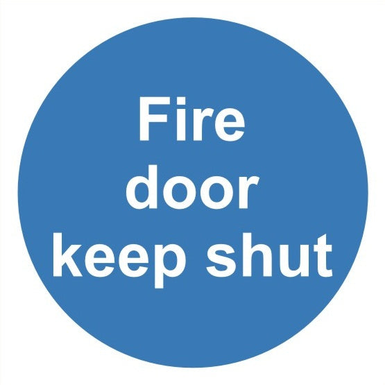 Fire Door Keep Shut Sign C/W Self Adhesive 100mm x 100mm - JEM Systems UK