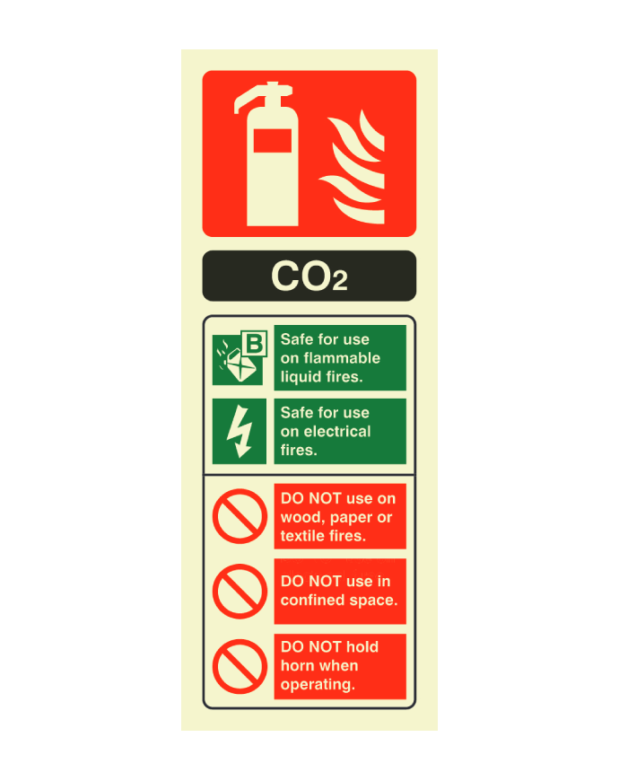 CheckFire 103P CO2 ID Sign Photoluminescent 75mm x 200mm - JEM Systems UK