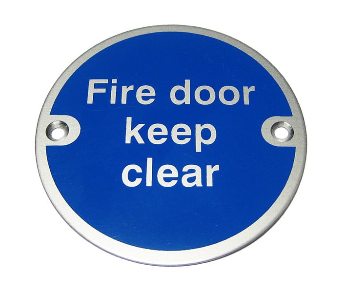 Prestige Fire Door Keep Clear Sign C/W Pre Drilled Screw Holes - JEM Systems UK