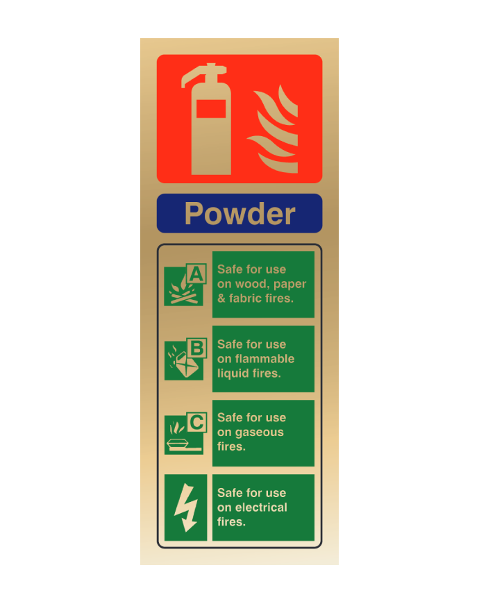 CheckFire 104PG Powder ID Sign Contempo Polished Gold Finish - JEM Systems UK