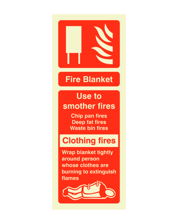 CheckFire 106P Fire Blanket ID Sign Photoluminescent (Portrait)