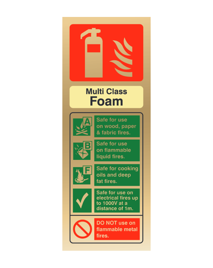 CheckFire 107PG MultiCHEM ID sign Polished Gold