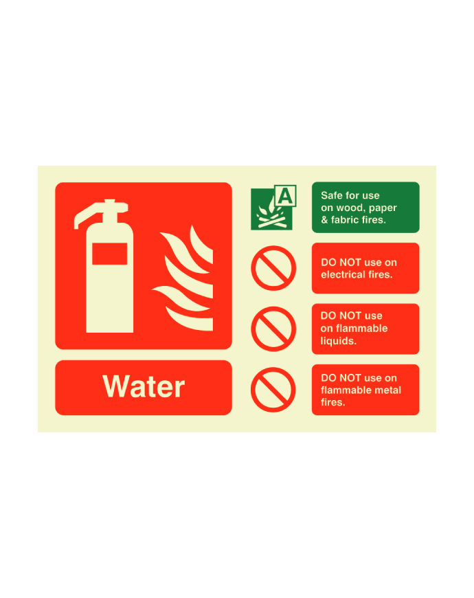 CheckFire 111P Water ID Sign Photoluminescent (Landscape) - JEM Systems UK