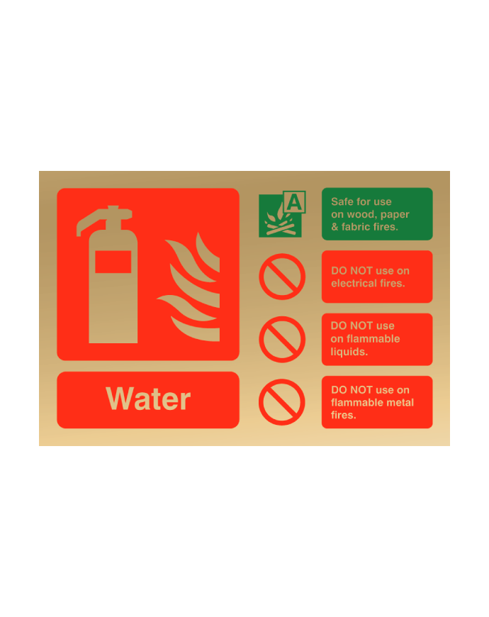CheckFire 111PG Water ID sign Polished Gold Landscape