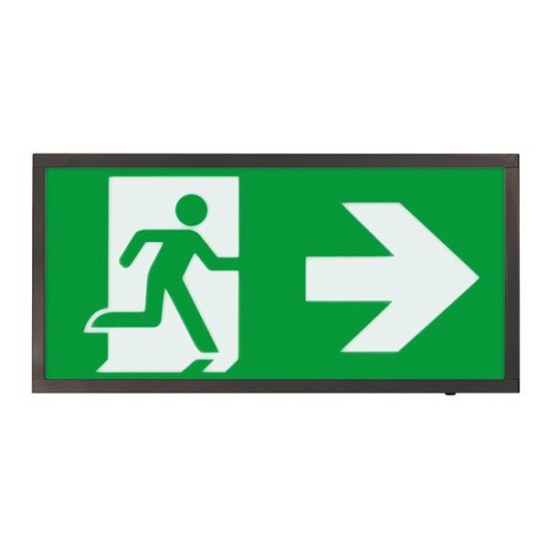 ESP Duceri 3W LED Black Emergency Exit Box - Right - JEM Systems UK