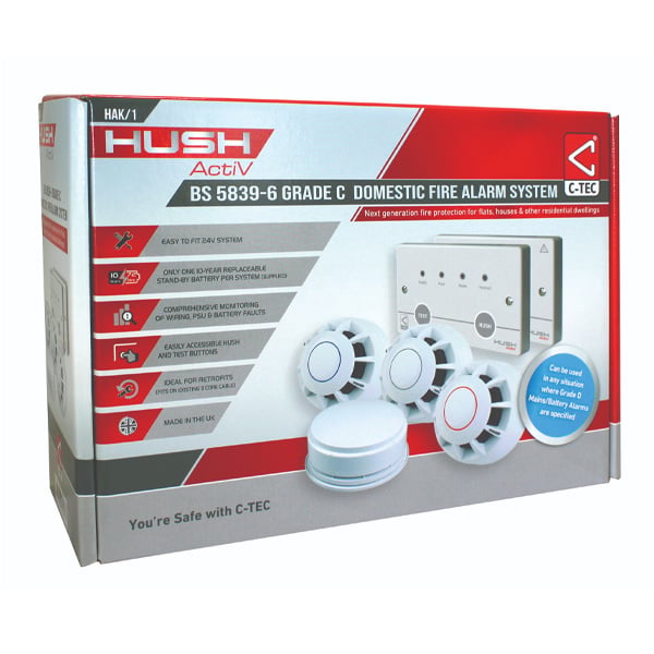 C-TEC Hush ActiV Grade C Domestic Fire Alarm Kit (HAK/1) - JEM Systems UK