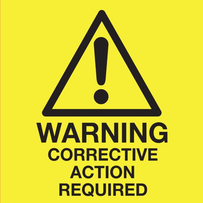 Firechief Warning Corrective Action Required Label - Roll of 1000 (WCAR) - JEM Systems UK