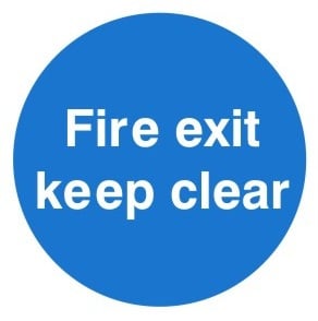 Fire Exit Keep Clear Sign C/W Self Adhesive 100mm x 100mm - JEM Systems UK