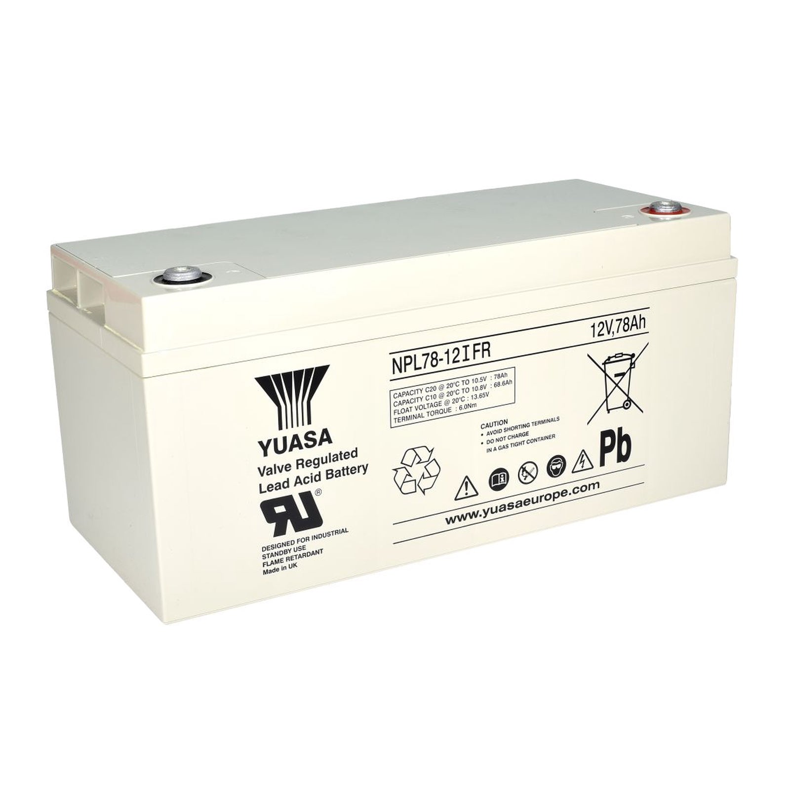 Yuasa 12V 78Ah AGM VRLA Battery Flame Retardant
