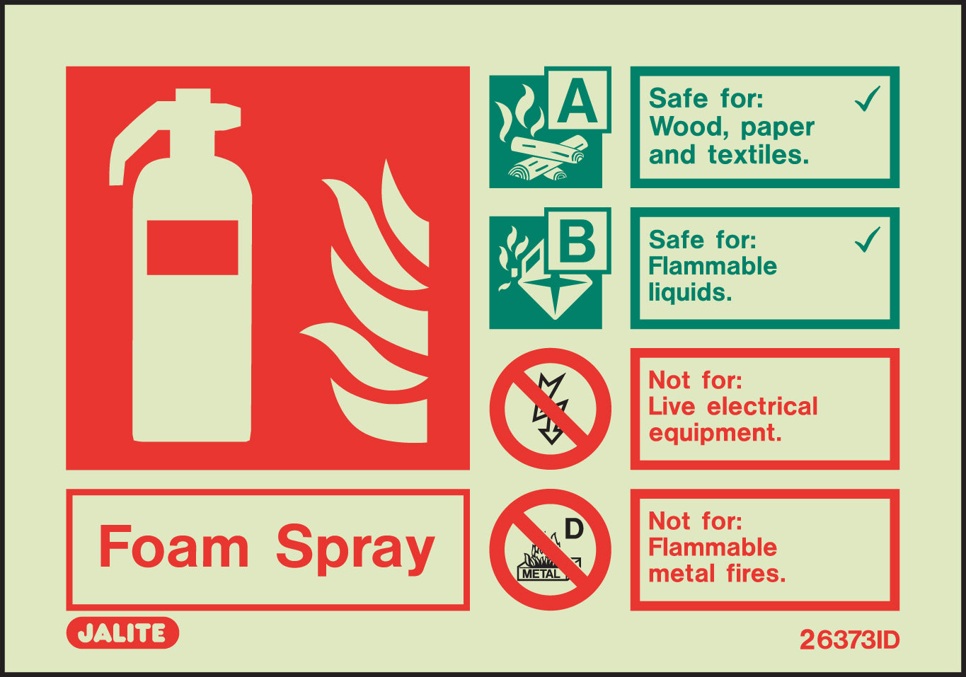 Firechief Sign FOAM SPRAY Photolum (6373D/R) - JEM Systems UK