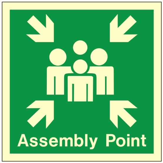 Luminous Rigid PVC Fire Assembly Point Sign 300mm Wide x 300mm High - JEM Systems UK
