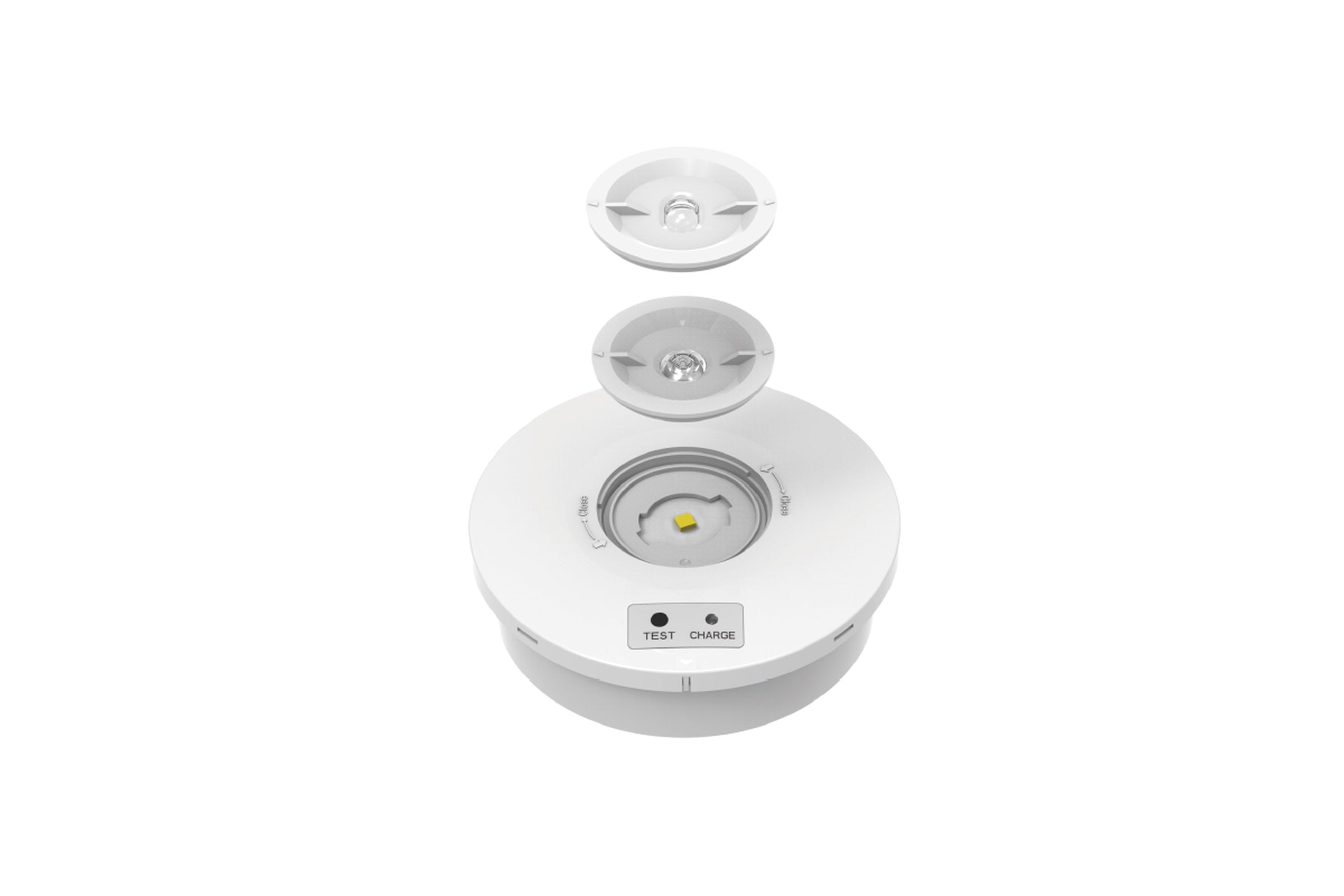 CQR LED Emergency Escape Round Surface Downlight IP65 White c/w 2 Lens