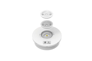 CQR LED Emergency Escape Round Surface Downlight IP65 White c/w 2 Lens
