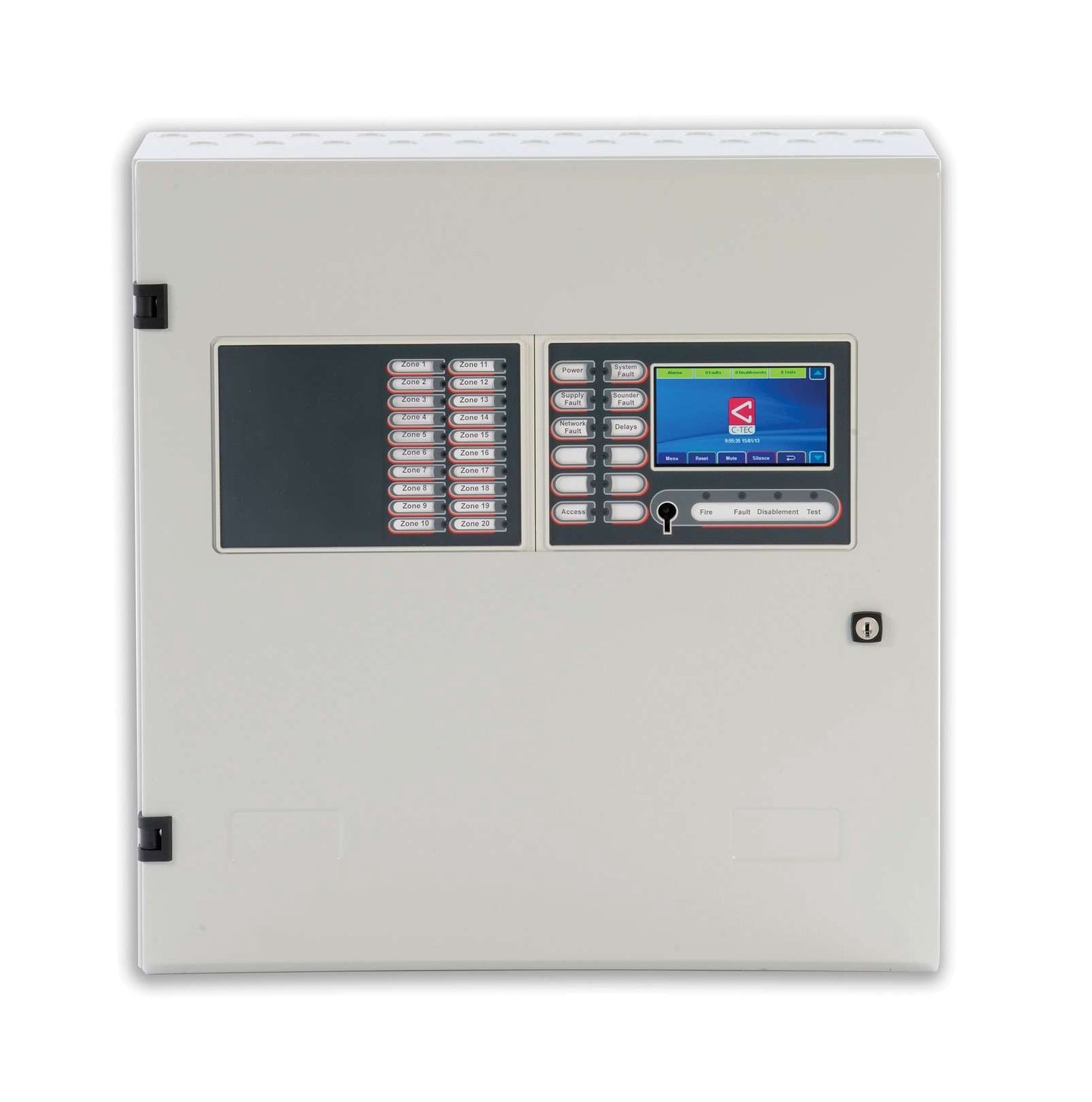 C-TEC CAST ZFP 1 Loop Addressable Fire Panel 20 Zonal LEDs Standard Cabinet