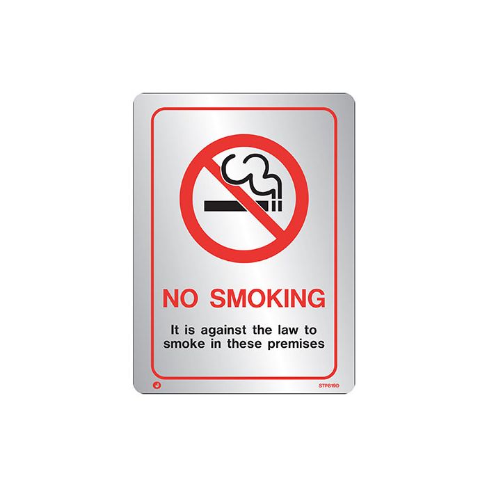 Firechief Stainless Steel Prohibition No Smoking Sign Radius Corners (STB9030D) - JEM Systems UK