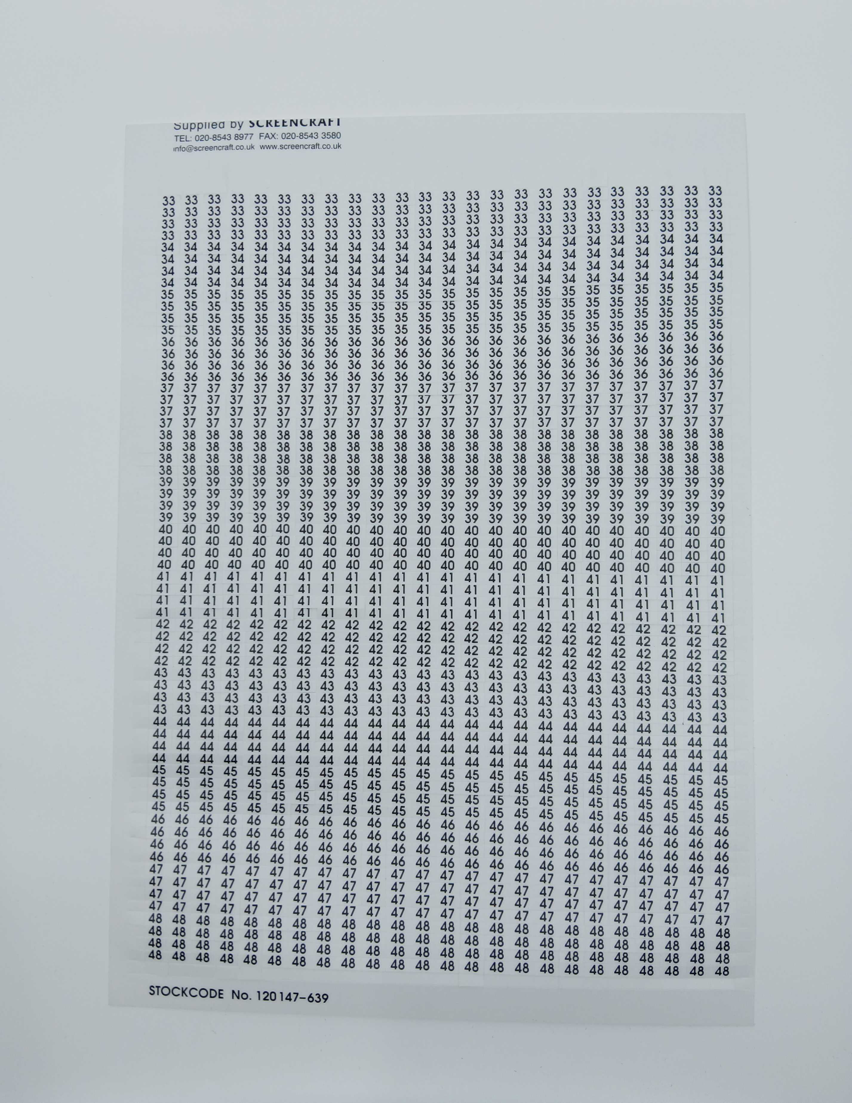 FireClass 599.047.013 Zone Labels - Zones 33 – 48 - JEM Systems UK