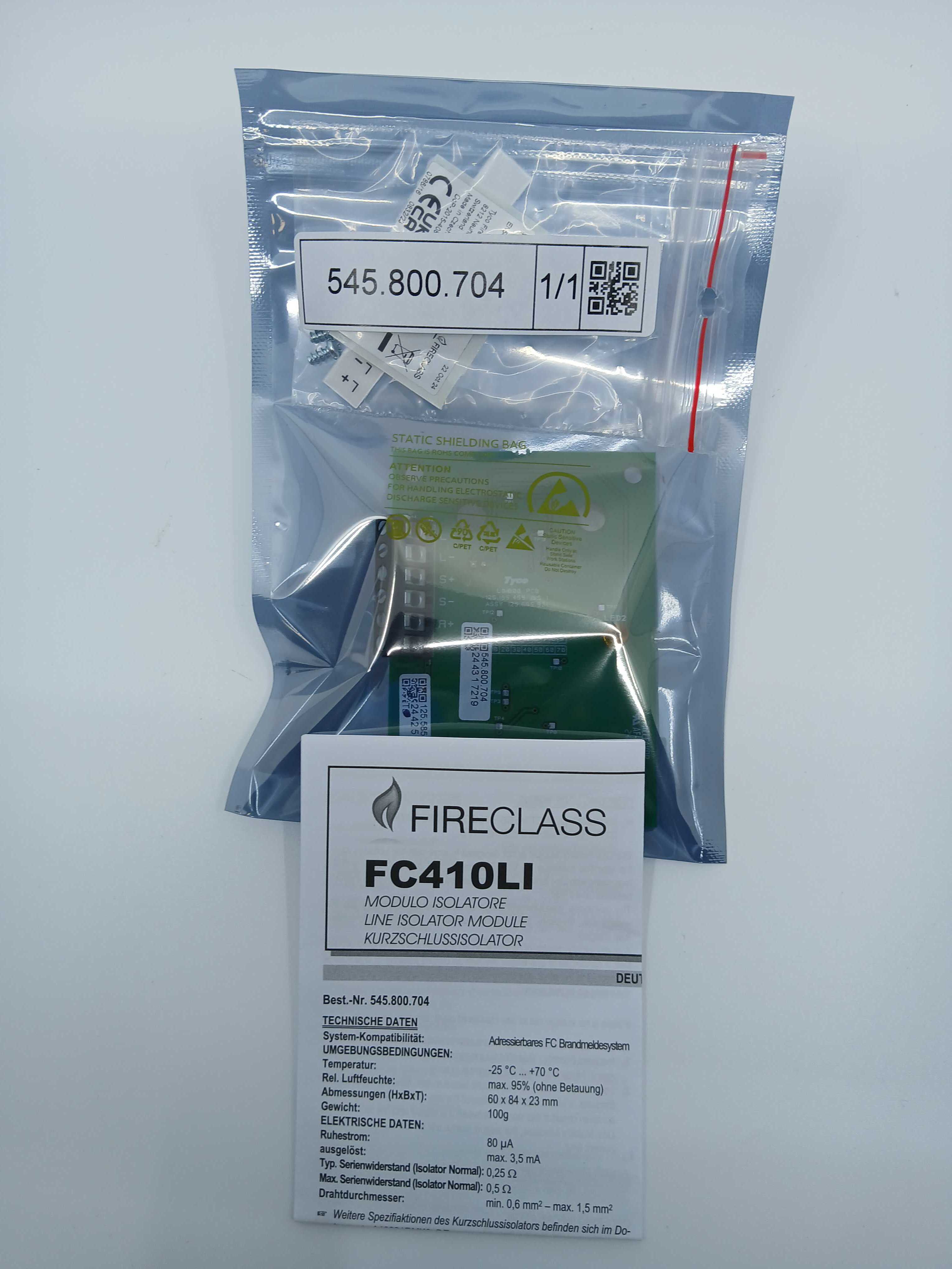FireClass 545.800.704 FC410LI Line Isolator Module - JEM Systems UK