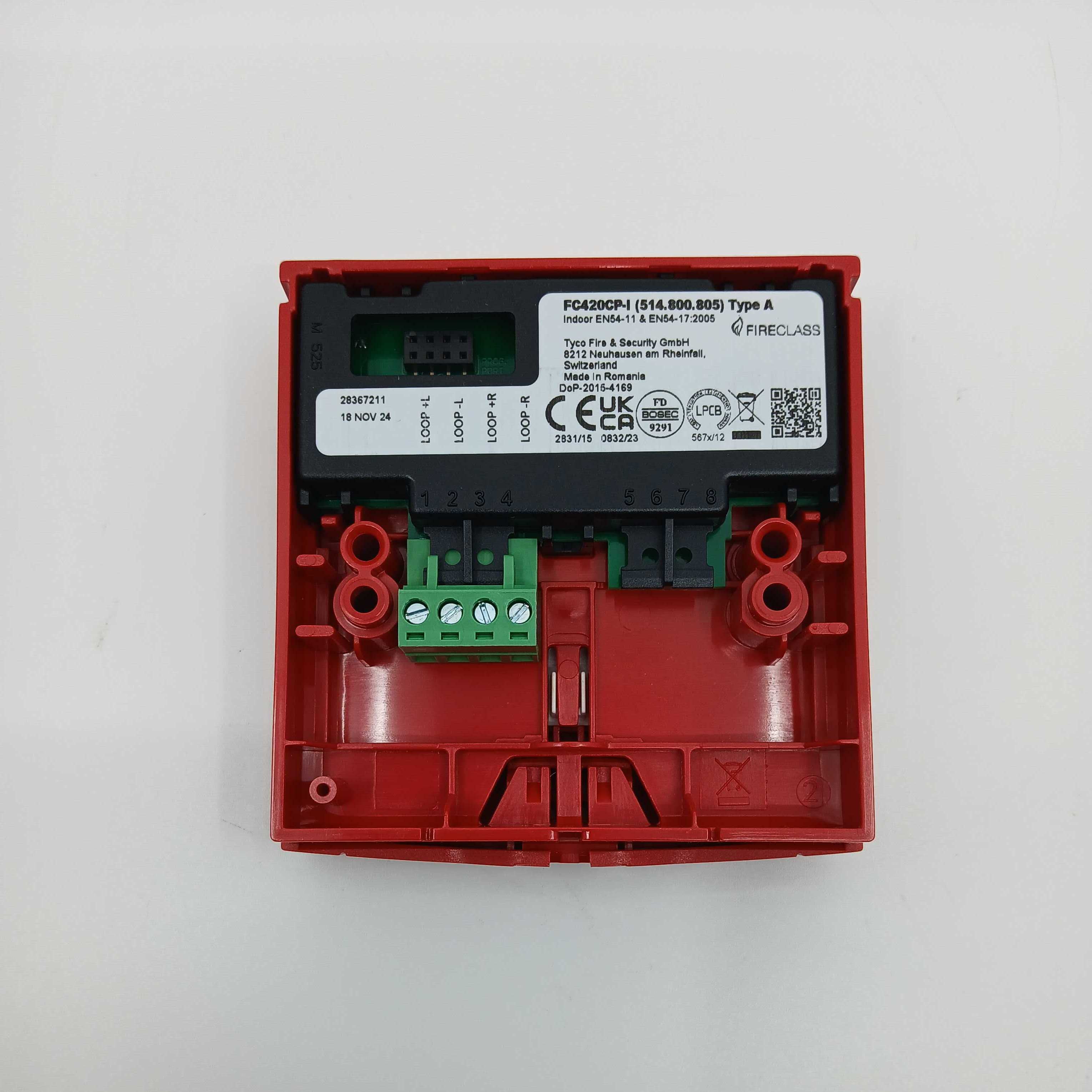 FireClass 514.800.805 FC420CP-I Indoor Call Point with Isolator - no Back Box - JEM Systems UK