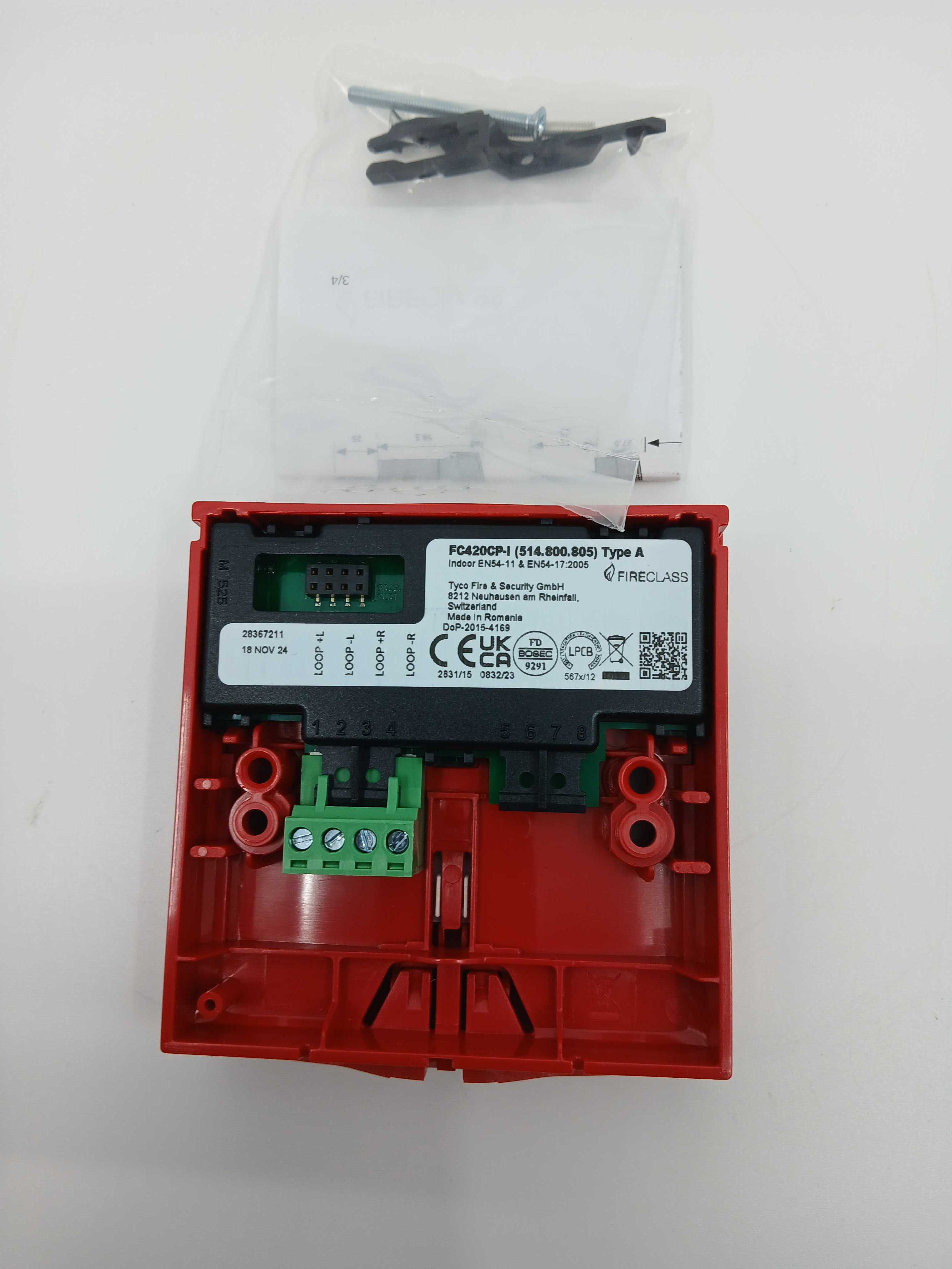 FireClass 514.800.805 FC420CP-I Indoor Call Point with Isolator - no Back Box - JEM Systems UK