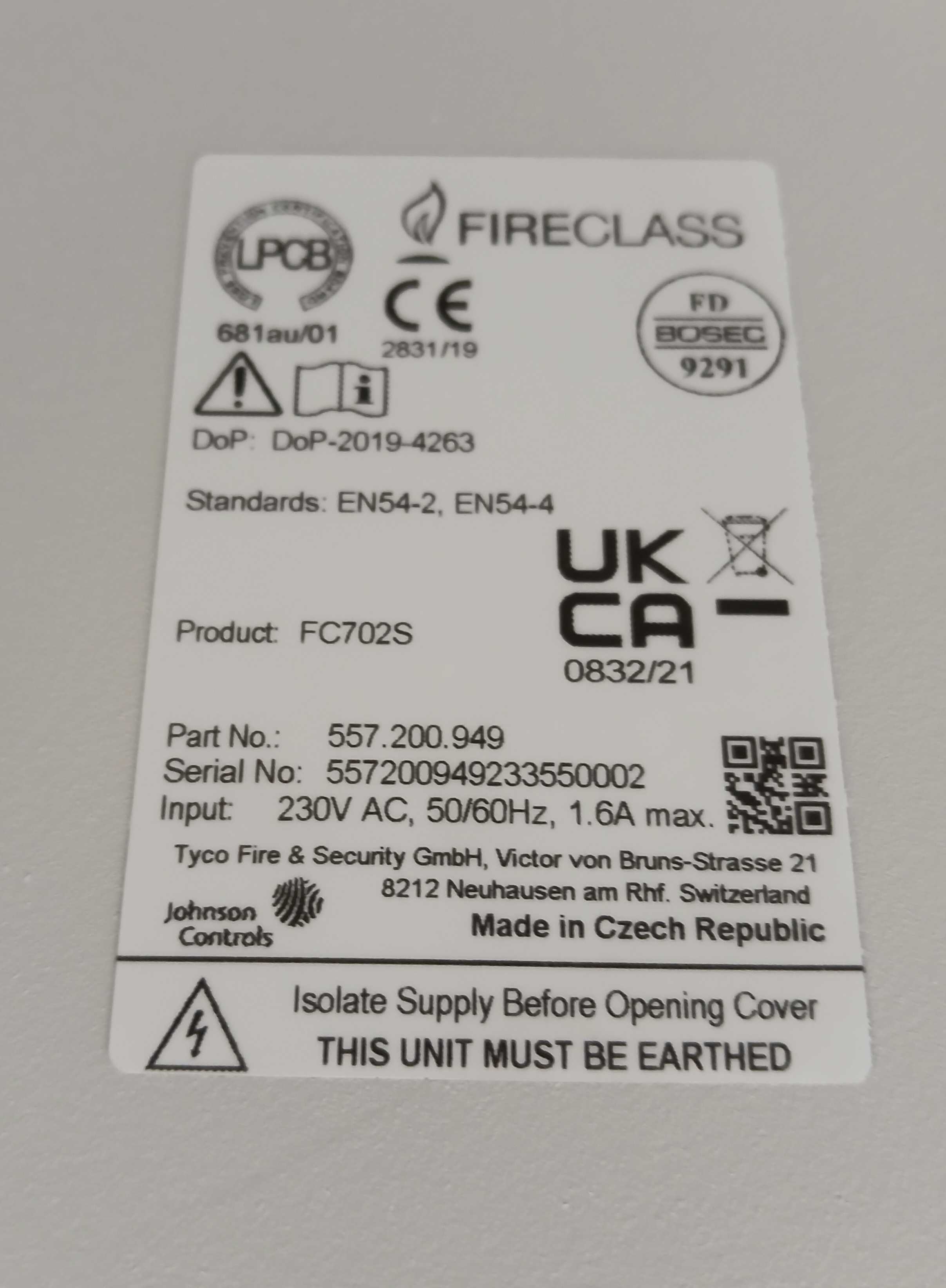 FireClass 557.200.949 FC702S 2 Loop Panel - JEM Systems UK