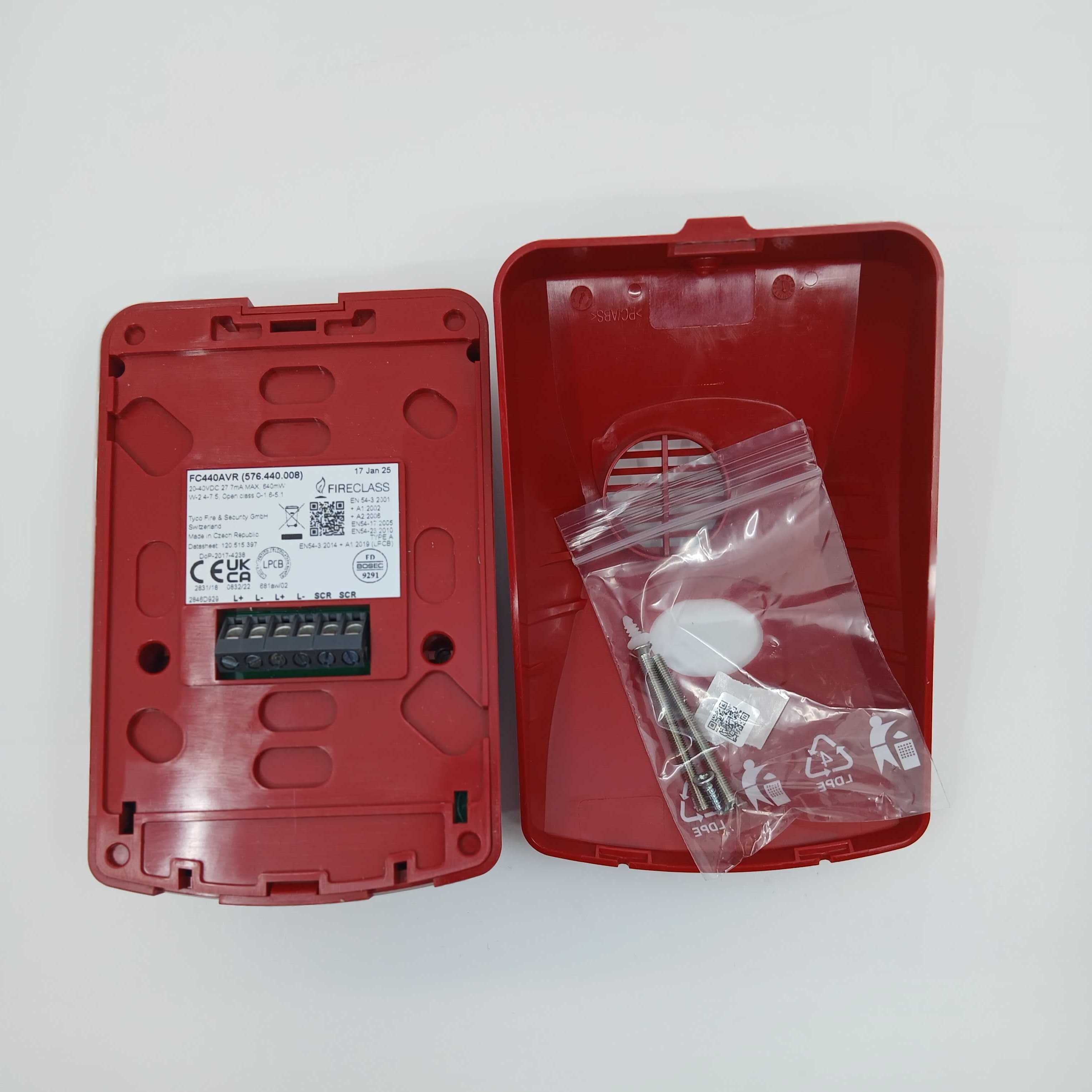 FireClass 576.440.008 FC440AVR Addressable Red Wall Sounder VAD - JEM Systems UK