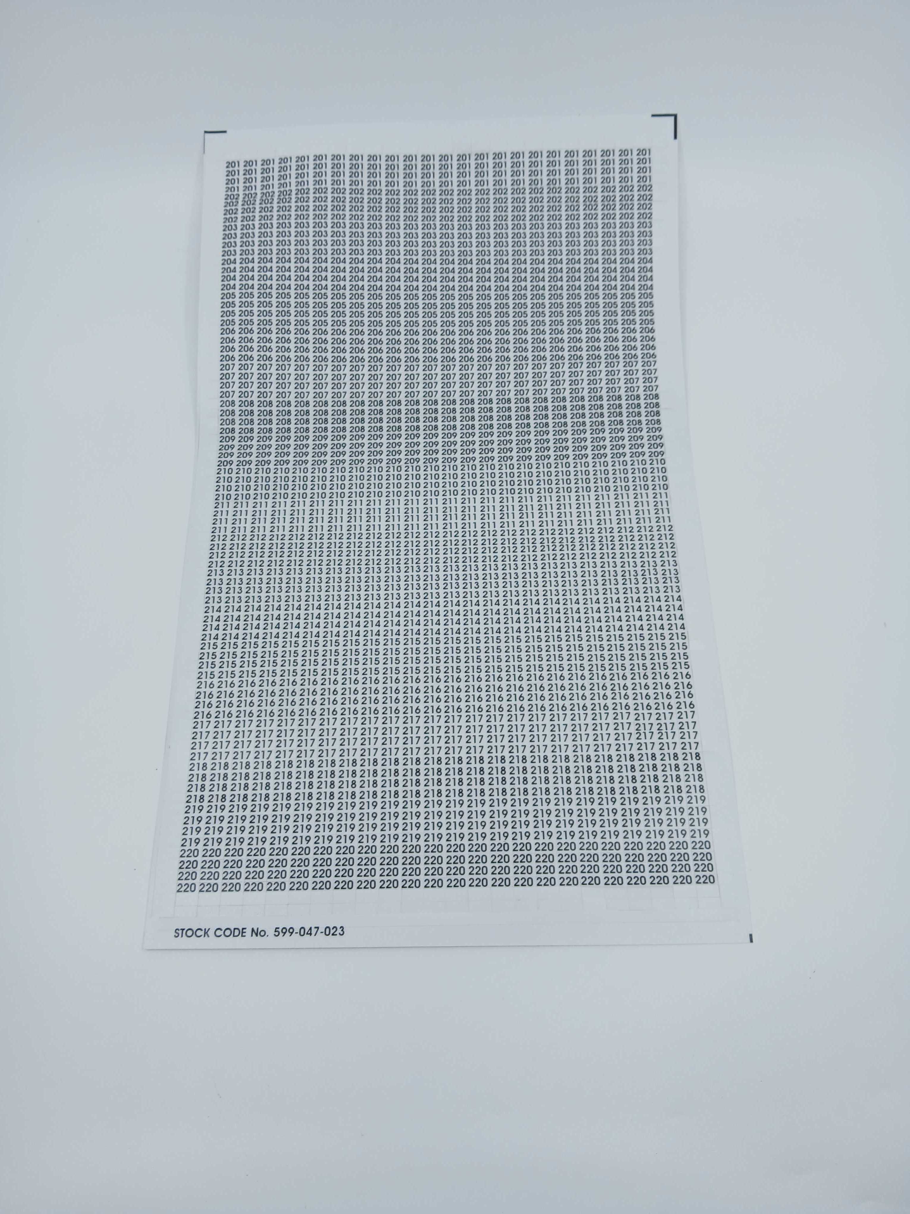 FireClass 599.047.023 Zone Labels - Zones 201 – 220 - JEM Systems UK