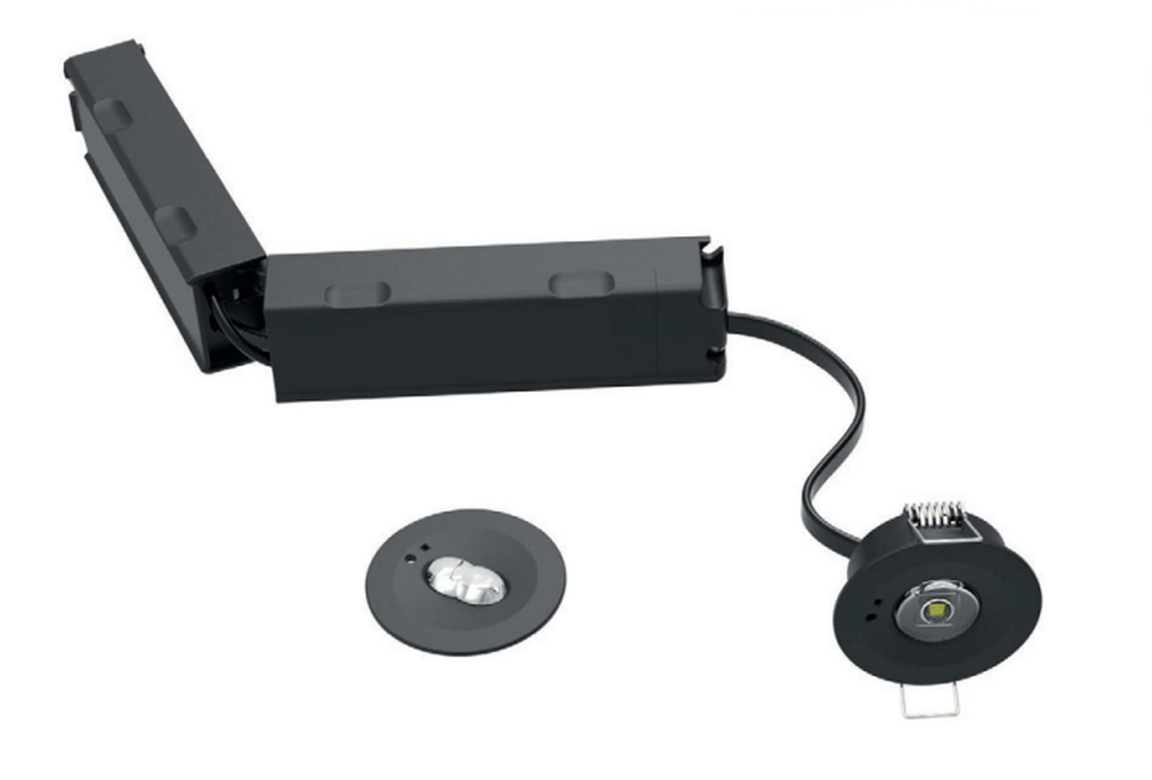 CQR LED Emergency Downlight Spot Black c/w Open Area & Corridor Lens