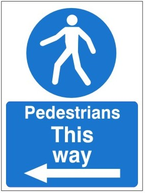 White Rigid PVC Pedestrian This Way (Left) 450mm Wide x 600mm High - JEM Systems UK