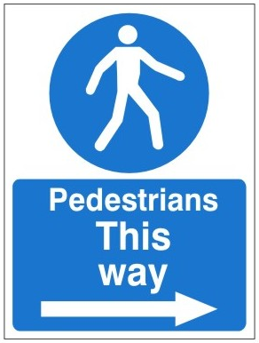 White Rigid PVC Pedestrian This Way (Right) 450mm Wide x 600mm High - JEM Systems UK