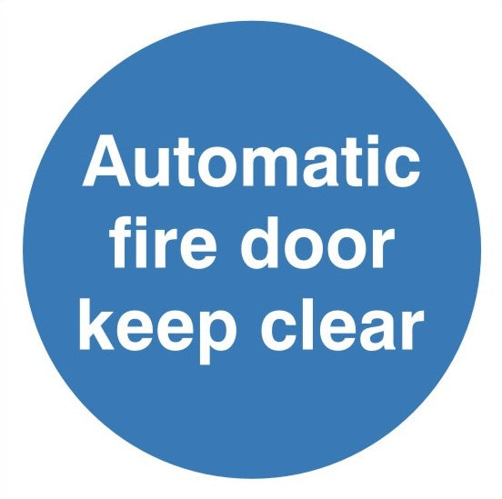 Automatic Fire Door Keep Clear Sign 100mm x 100mm - JEM Systems UK