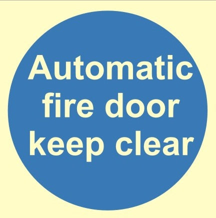 Luminous Automatic Fire Door Keep Clear Sign 100mm x 100mm - JEM Systems UK