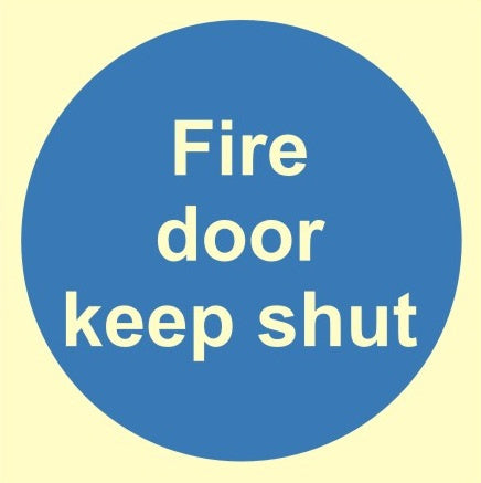 Luminous Fire Door Keep Shut Sign 100mm x 100mm - JEM Systems UK