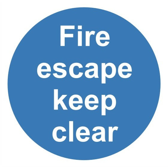 Fire Escape Keep Clear Sign 100mm x 100mm - JEM Systems UK
