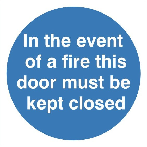 In The Event Of A Fire This Door Must Be Kept Closed Sign 100mm x 100mm - JEM Systems UK