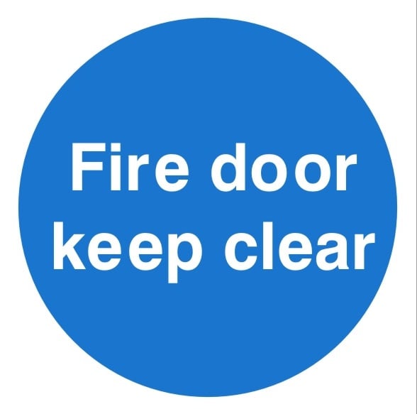 Fire Door Keep Clear Sign 100mm x 100mm - JEM Systems UK