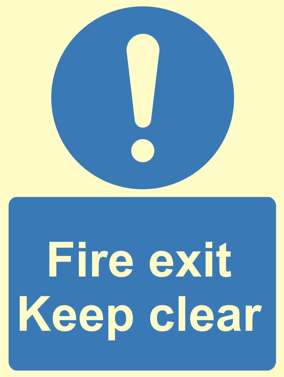 Luminous Fire Exit Keep Clear Sign 200mm x 300mm - JEM Systems UK