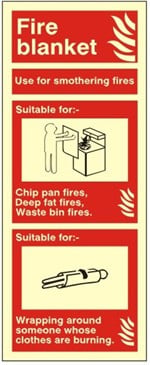 Luminous Fire Blanket Extinguisher Identification Sign C/W Self Adhesive - JEM Systems UK