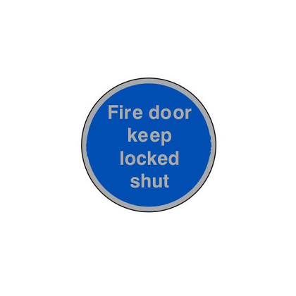 Prestige Fire Door Keep Locked Shut Sign - C/W Self Adhesive Back - JEM Systems UK