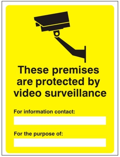 White Rigid PVC These Premises Are Protected By Video Surveillance Sign 450mm Wide x 600mm High - JEM Systems UK