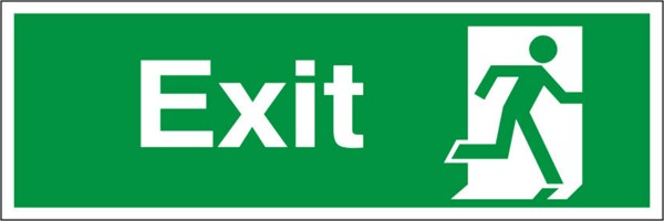 Self Adhesive Exit Final Exit (No Arrow) Running Man Sign 400x150mm - JEM Systems UK