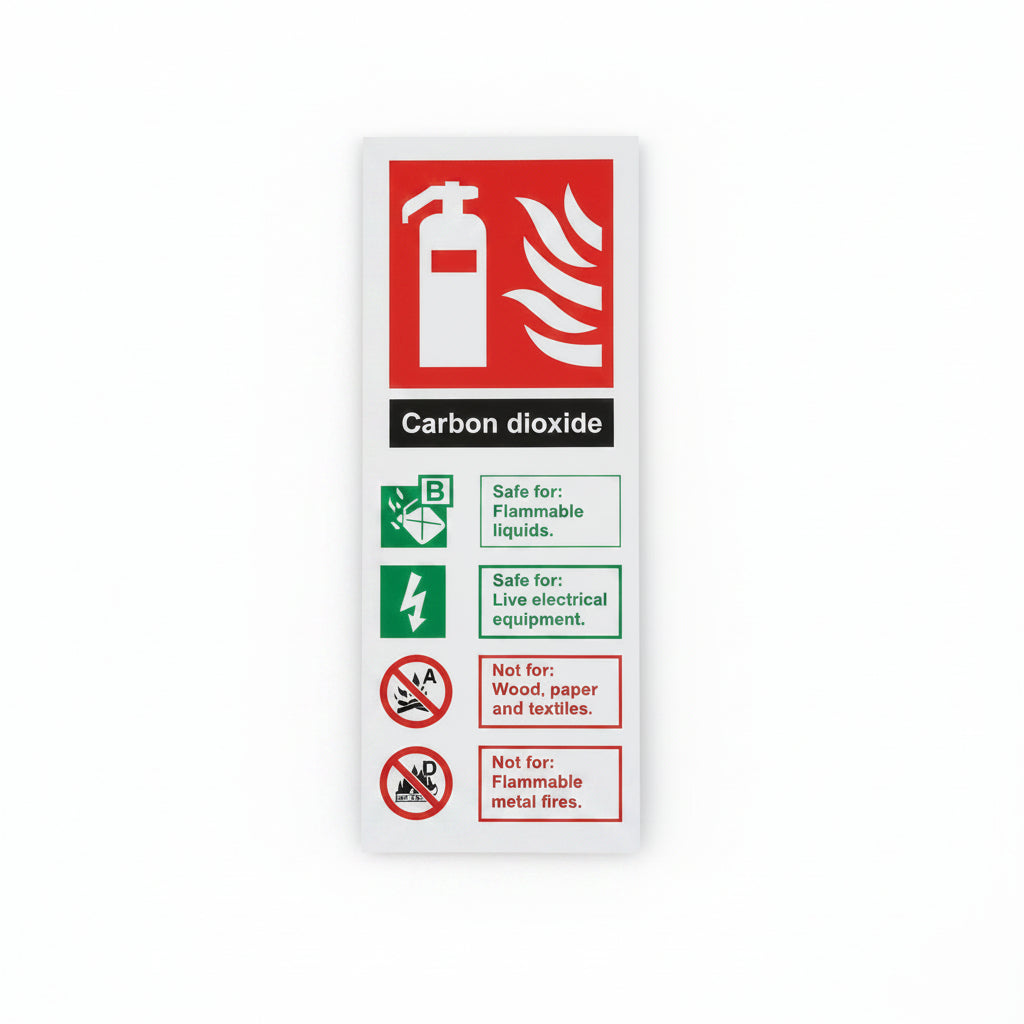 Luminous CO2 Fire Extinguisher Identification Sign Self Adhesive Vinyl Sticker - JEM Systems UK