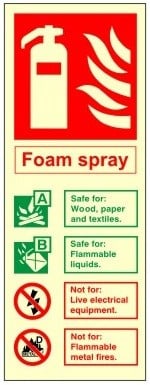 Luminous Foam Fire Extinguisher Identification Sign Self Adhesive Vinyl Sticker - JEM Systems UK