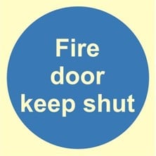 Luminous Fire Door Keep Shut Sign Self Adhesive Vinyl Sticker 100mm x 100mm - JEM Systems UK