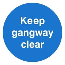 Keep Gangway Clear Sign Self Adhesive Vinyl Sticker 100mm x 100mm - JEM Systems UK
