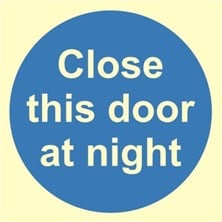 Luminous Close This Door At Night Sign 100mm x 100mm - JEM Systems UK